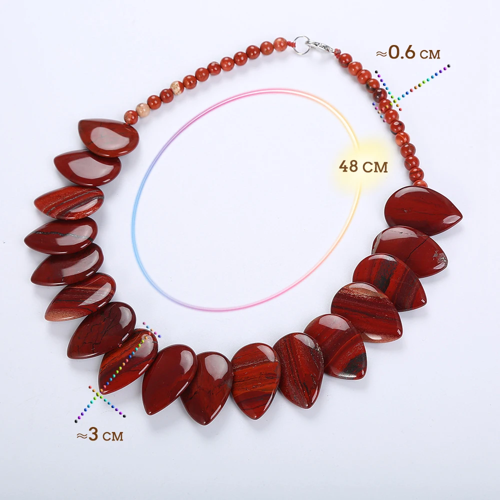 Yumten Red Jasper Leaf большое ожерелье для женщин цветок подвесной рейки камень Ювелирная