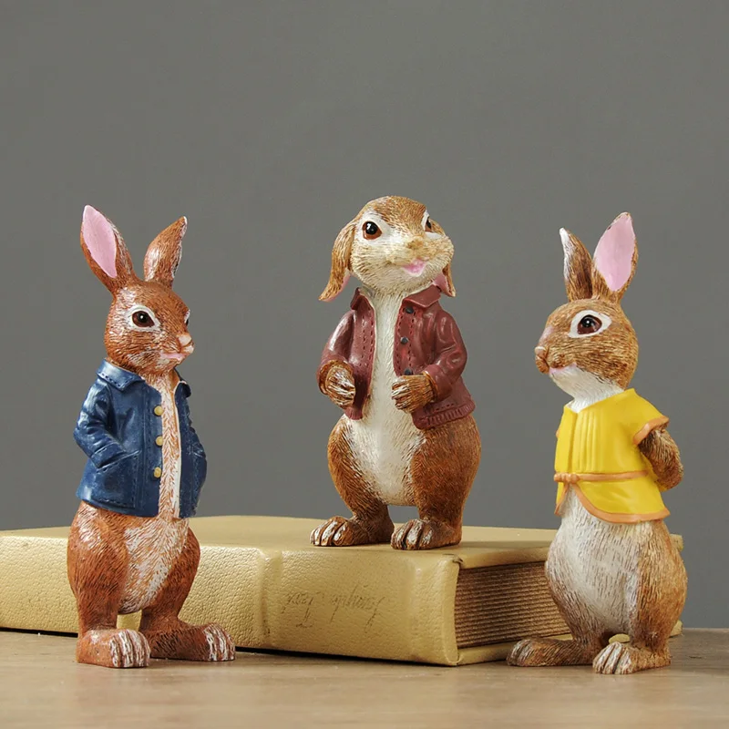 

Nordic Animals Bunny Art Sculpture Rabbit Statue Resin Art&Craft Decorations Opening Housewarming Gifts 3pc/set R1881