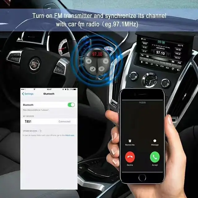Новый 2in1 AUX и FM Bluetooth автомобильный набор свободные руки передатчик bluetooth handsfree car