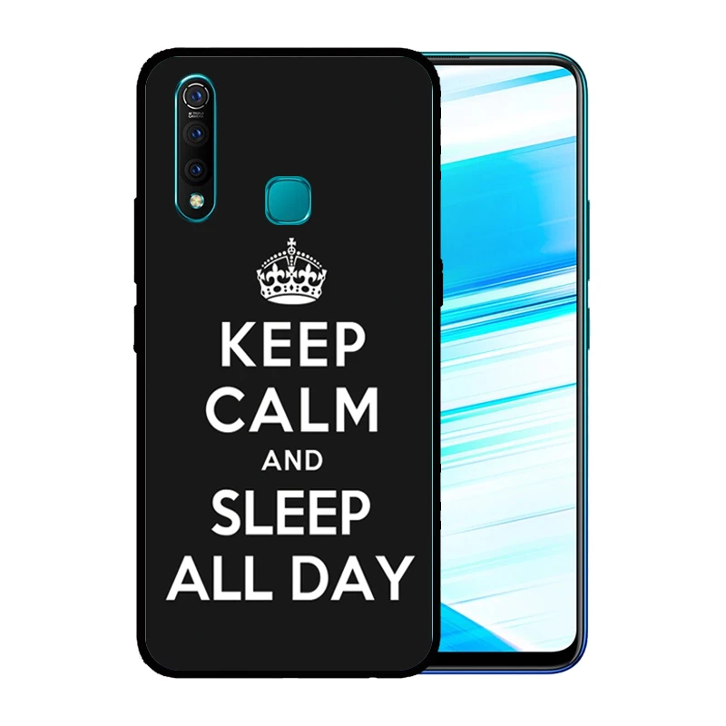 Soft Silicone Black Case for VIVO Z5X Z3 Z3i Z1 Z1i iQoo Pro NEO Durable Keep Calm Carry On Cover | Мобильные телефоны и