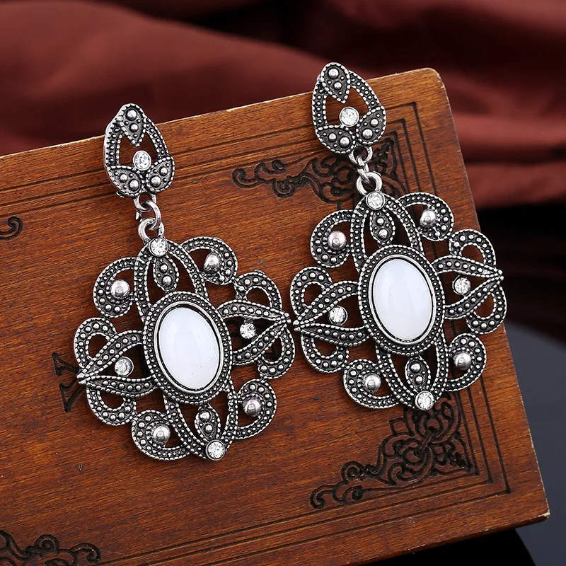Новые Приходят Старинные Серьги Для Женщин Белый Опал Цветы Партия Подарок