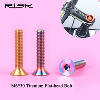 risk 1pcs m630mm titanium alloy flat head fixed bolts for bicycle headset stem cap cycling mtb mountain bike screws m6x30mm