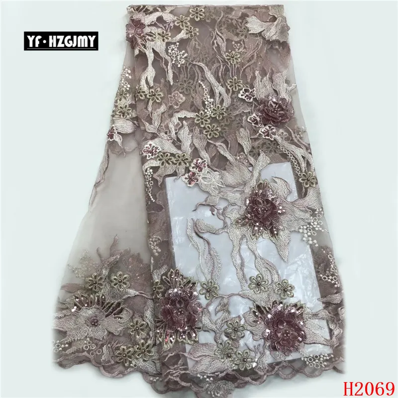 YF HZGJMY best seller french 3D flower lace fabric with sequins beaded african embroidery tulle for wedding dress A2069-1 | Дом и сад