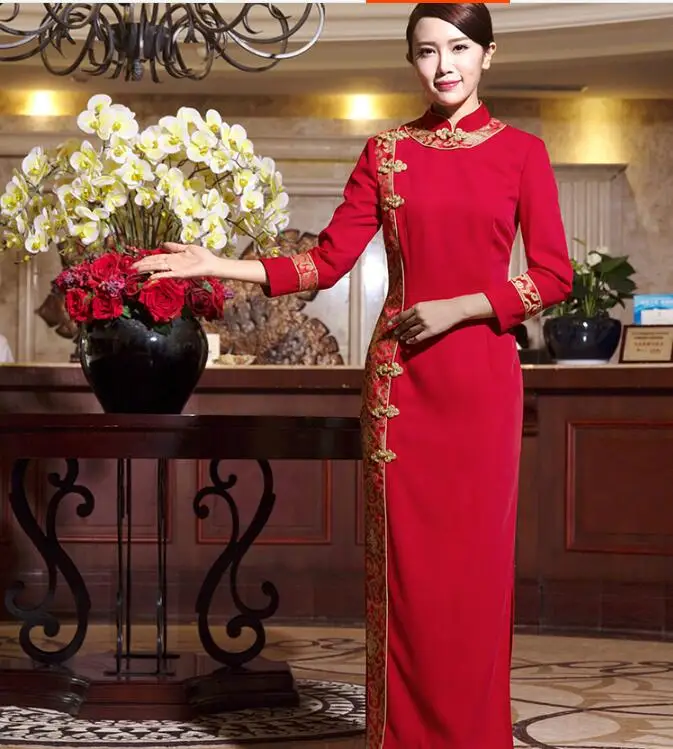 Cheongsam форма администратора гостиницы женские Отели Чонсам для ресепшн