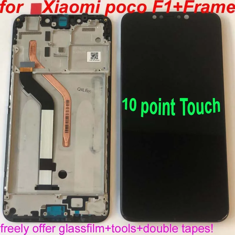 Рамка для 6,1" xiaomi poco F1 ЖК-дисплей кодирующий преобразователь сенсорного экрана в сборе для xiaomi mi Pocophone F1(10 точек