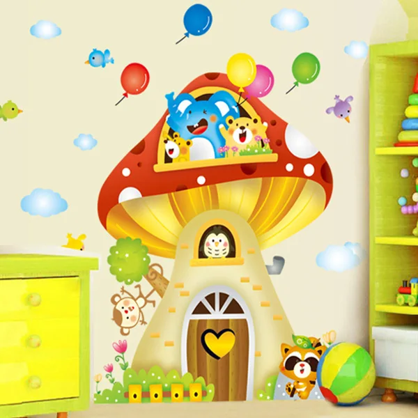 

Animals Mushroom Tree house Wall Stickers Decals Removable DIY nursery room Art Mural