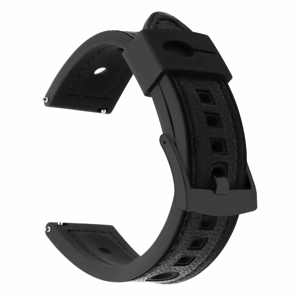 Ремешок из натуральной кожи и силикона для Samsung Gear S3 Classic Frontier Amazfit резиновый