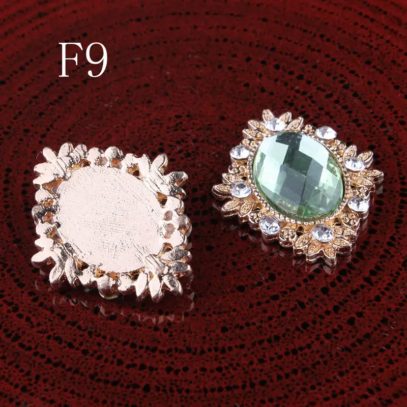 120 шт./лот 18 цветов шикарные конские глаза Декоративные Плоские с оборота хрустальные пуговицы для аксессуаров для волос металлические стразы кнопки для рукоделия - Цвет: F9