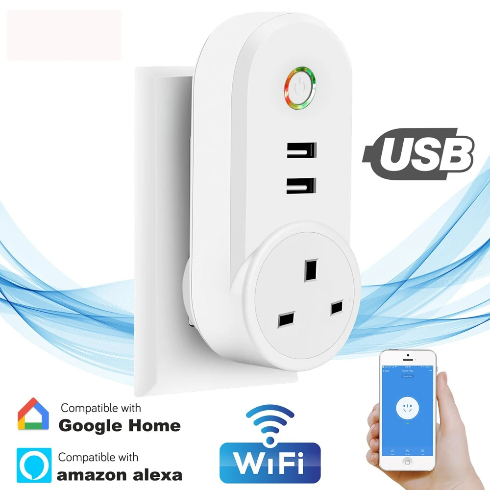 Умная розетка с двумя USB-портами 10 А Wi-Fi голосовое управление | Электроника