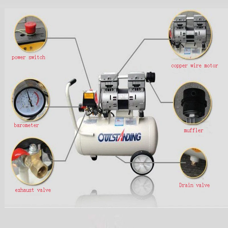 Noisy less light tool Portable air compressor 0.7MPa pressure 18L pool cylinder economic speciality piston filling machine | Инструменты