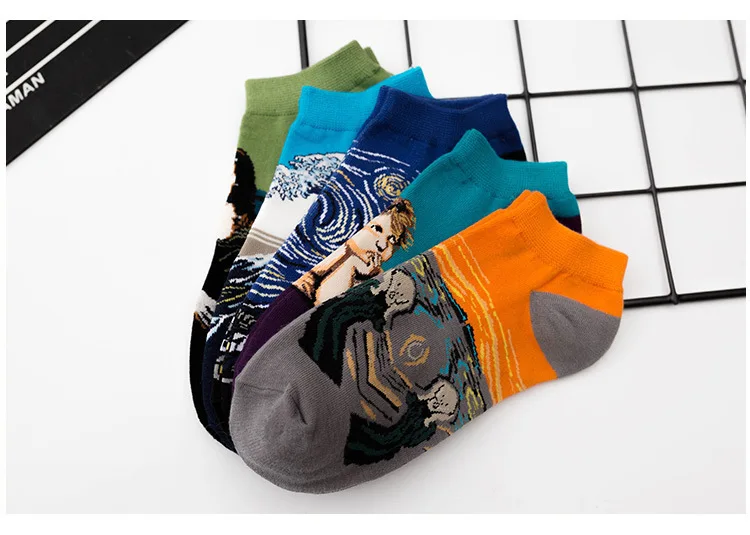 CHAOZHU Calcetines De mujer pintura al oleo женские носки Арт Ван Гог художественное творение Мона Лиза улыбающийся Ангел носки