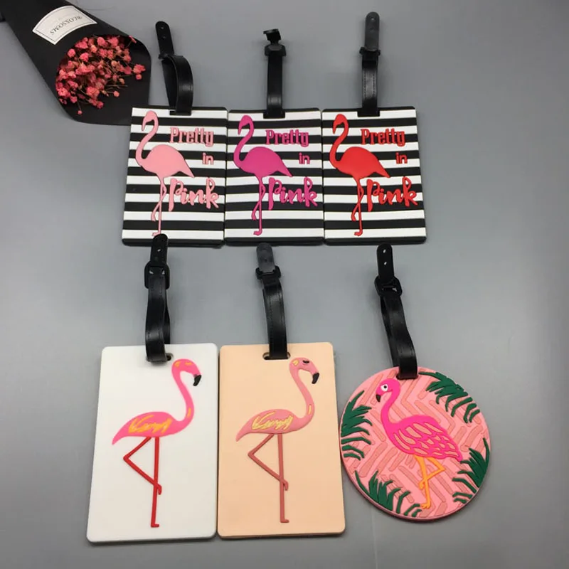 Cartoon Cute flamingo Luggage Tag Travel Accessories Silica Gel Suitcase ID Address Holder Baggage Boarding Tags Portable Label |