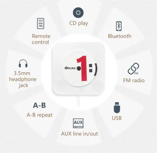 Классический настенный Bluetooth портативный CD-плеер домашний аудио магнитофон с пультом дистанционного управления fm-радио встроенные HiFi колонки USB MP3
