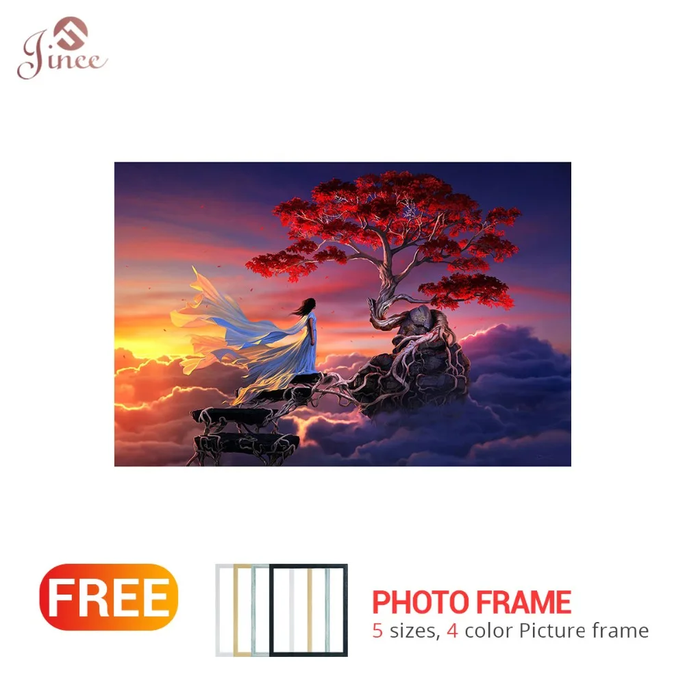 

Diamond Embroidery Scenery Magic Tree Girl 5D DIY Diamond Painting Full Rhinestone Cross Stitch Decoration Landscape with Frame
