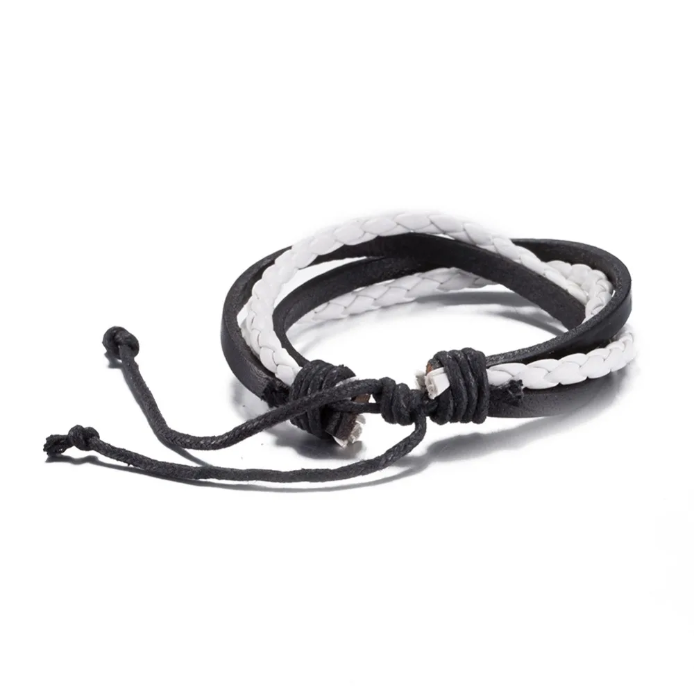 Мужские и женские кожаные браслеты новый дизайн черный коричневый плетеный