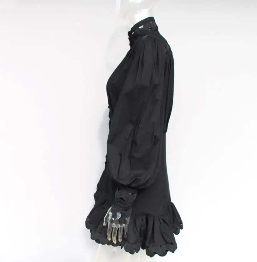 Весна 2020 новая модная водолазка винтажное женское платье с вырезом и рукавами