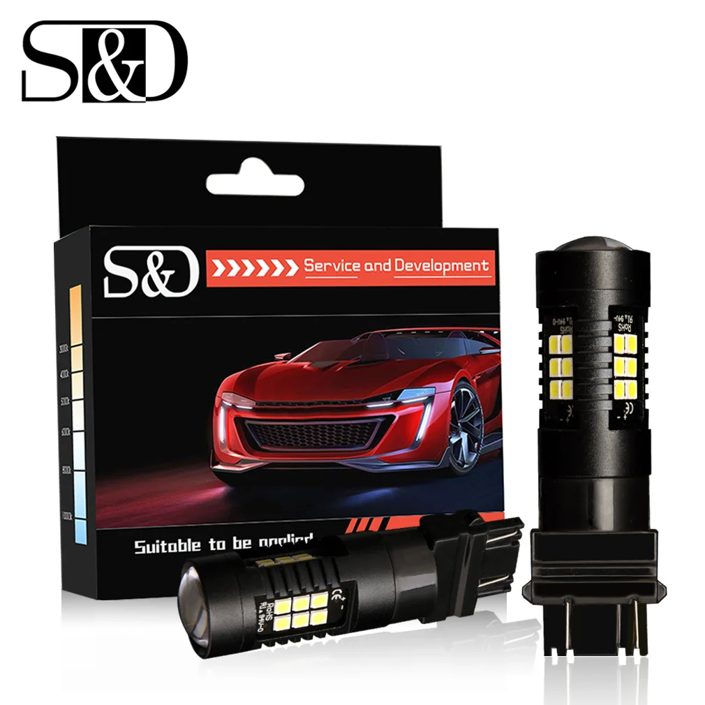 

2pcs 1200Lm T20 3156 3157 LED Bulb P27W P27 7w LED Lamp White Red Amber Car Brake Reverse Light 12V Turn Signal 21SMD 3030 D035