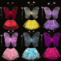 anime fairy tale princess costume cosplay wings butterfly cape shawl stole kids cute girls accessories glowing butterfly wings