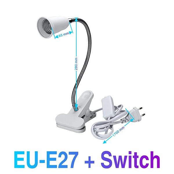 EU E27 Switch E27 ламповый держатель, AC85-265V адаптер управления, настенный держатель, штепсельная вилка европейского стандарта, светодиодный светильник E27 3 Вт 5 Вт 7 Вт 9 Вт 12 Вт 15 Вт 18 Вт, высокая яркость - Испускаемый цвет: EU E27 Switch