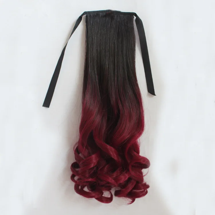 Classic Fashion Womens Lady Long Synthetic Ribbon Ponytail Curly Hair Full Wigs Party hairpiece braid hair 4Colors |