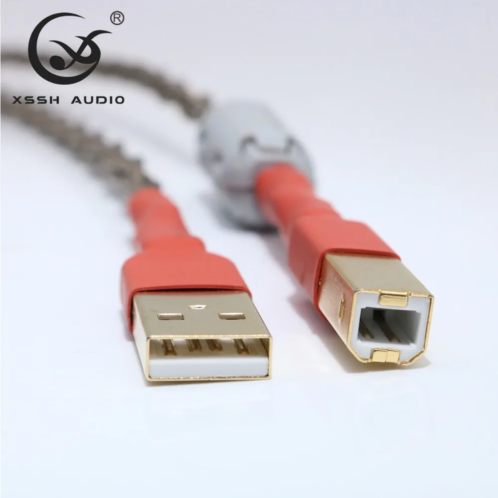 XSSH аудио OFC Чистая медь Серебристый Аудио удлинитель Кабель оплетка Aux USB DAC AV