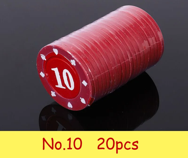 20pcs No.10 Texas Hold'em покерные фишки набор портативный азартные настольные игры ужин вечерние игры - Цвет: 20pcs No.10