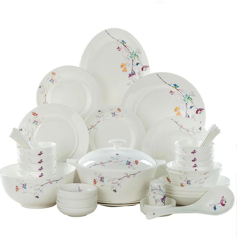 Guci porselen yemek takimlari cubiertos de acero inoxible костяной фарфор комплект посуды, чаша и тарелка бытовой корейский стиль