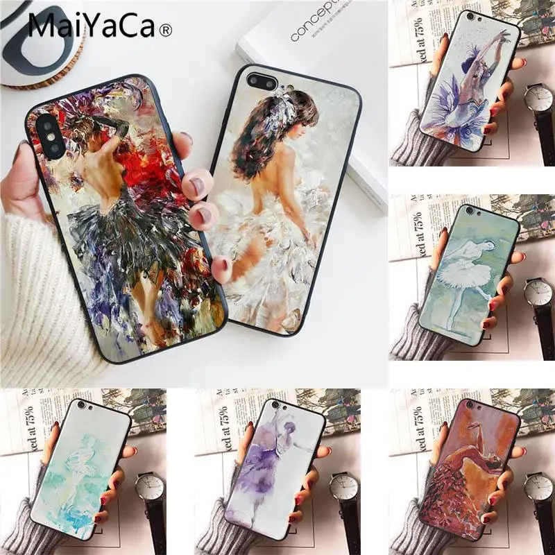 Жесткий чехол с акварельным рисунком балерины для iphone 4 XR XSMax 5s 5 SE 6 6s 6/7/8 plus X 7 12 mini 12pro Max|Бамперы| |