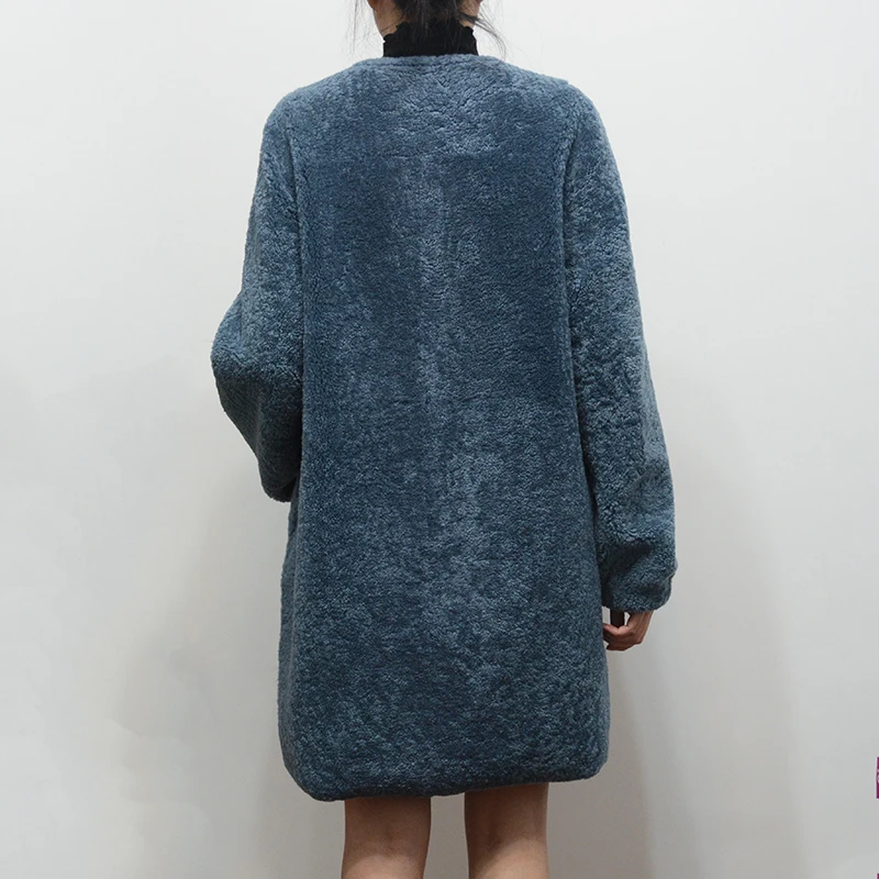 Натуральная овечья шерсть шуба женская Европейская импортная Меховая куртка с