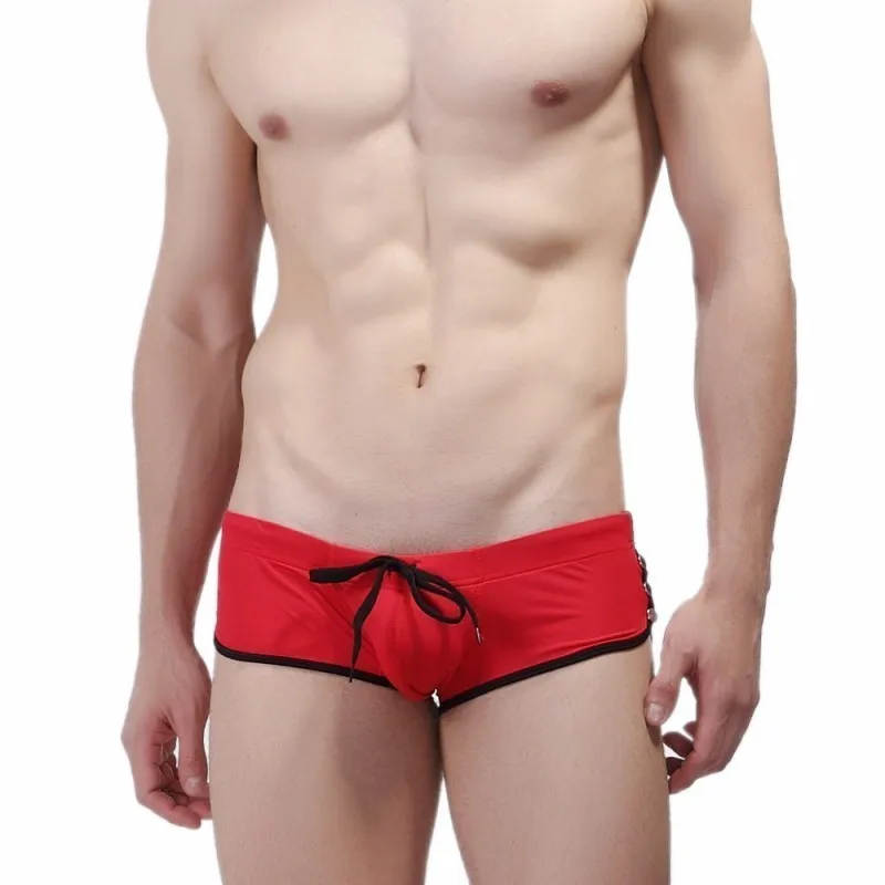 Красный Sexy Swimwear Swimming Trunk Mens Swim Briefs Bulge Push Up Gay Men Swimsuit Bikini Bathing Suit Beach Sea Male Surf Bath Short - Цвет: Красный