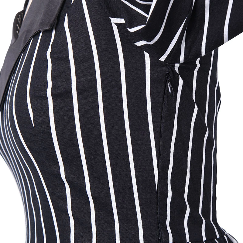 Модные женские Демисезонный миди с длинными рукавами полосатый Империя Винтаж