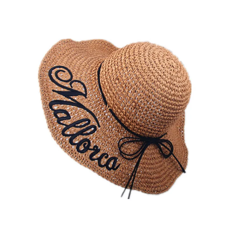 

New Summer Sunscreen child Girl Ladies Women Foldable Striped Bow Cap Big along hat Sun beach hat lm37