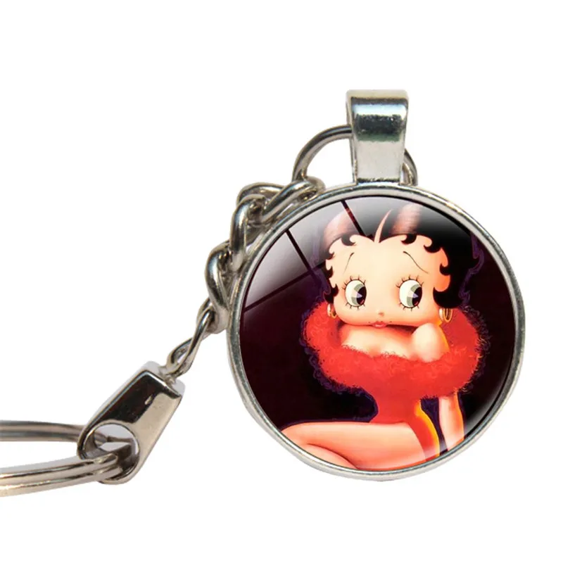 Betty Boop брелки милые девушки 80 винтажные сексуальные женские Брелки стеклянный