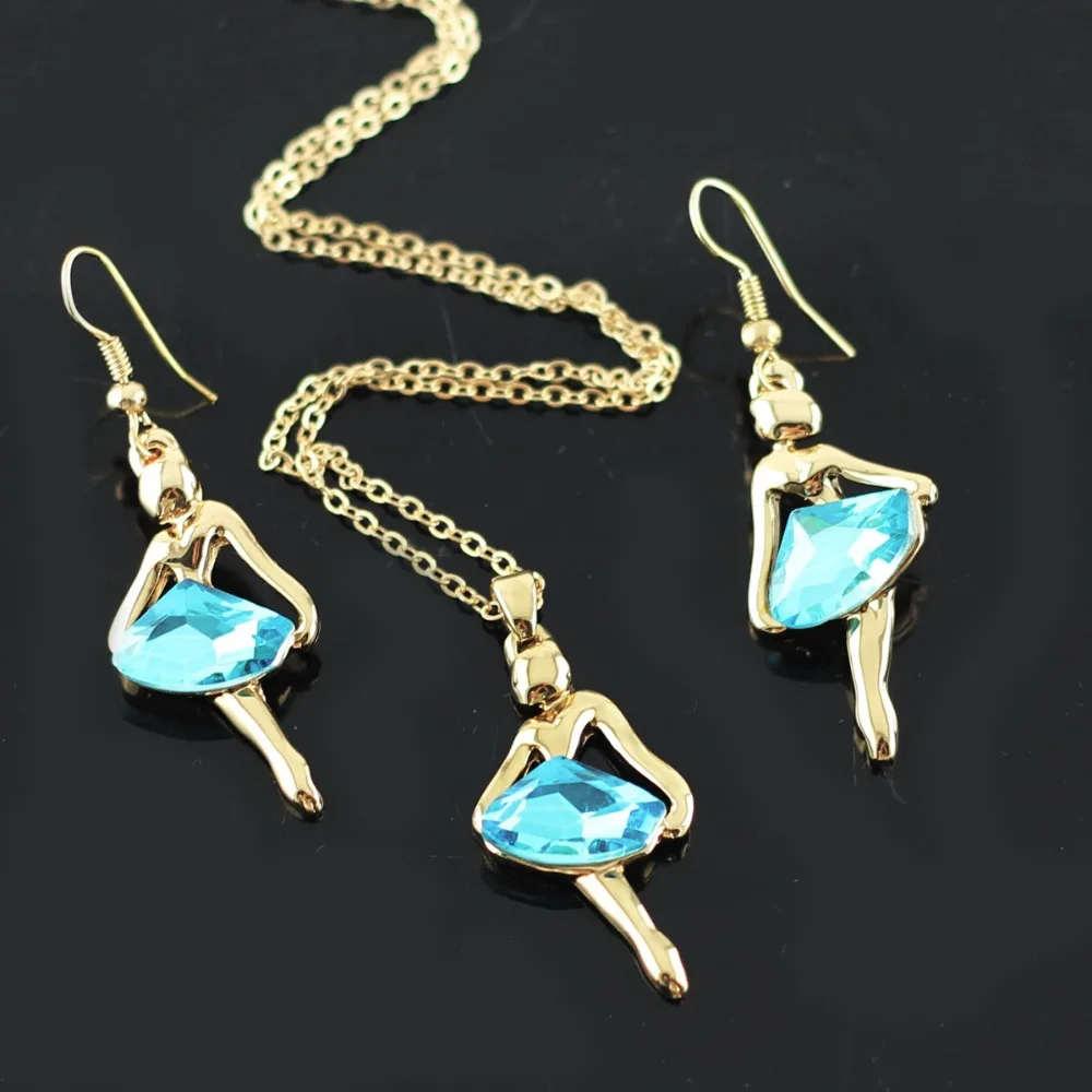 

2017 summer women new hotselling 18KGP Austrian Crystal Balet Dance Dancing Girl Pendant Charm fashion Necklace Jewelry 84358