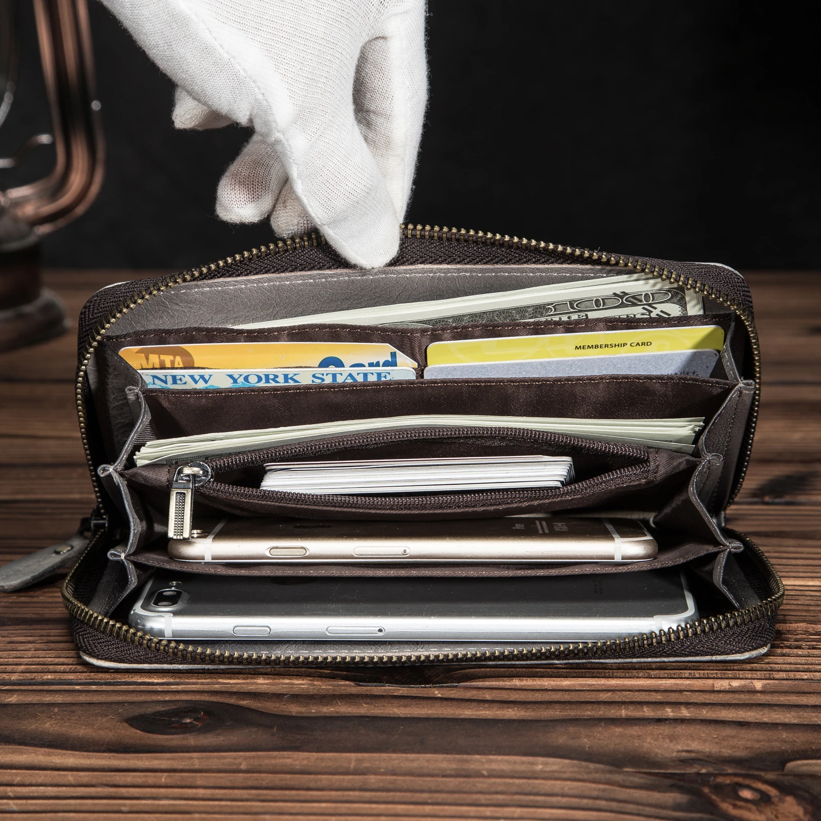 

New Design Luxury Unisex Fashion Original leather Card Holder Checkbook Zipper Chain Organizer Wallet Purse Clutch Handbag 1016