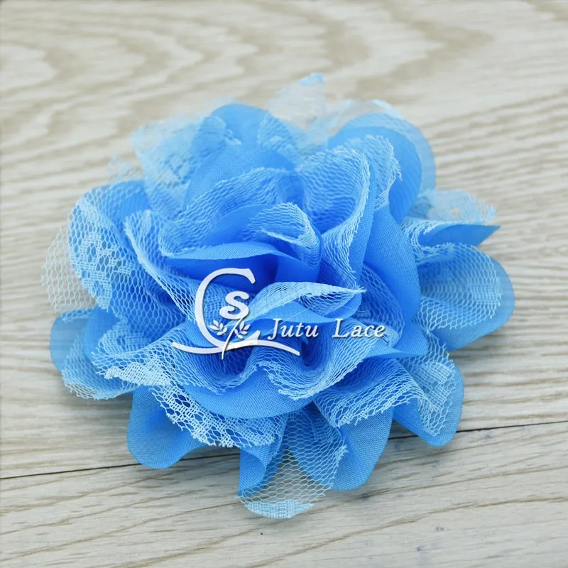 60 шт./лот 3 75 ''кружевной Шифоновый Цветок для одежды головной убор модные