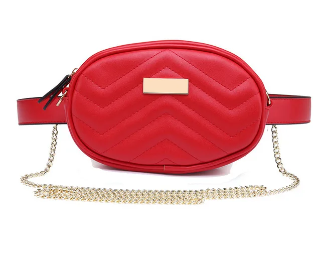 red pu chain TOYOOSKY Модные женские кожаные поясные сумки женская сумка на плечо с цепочкой Женская замшевая поясная сумка дорожный с молнией маленькие сумки - Цвет: red pu chain