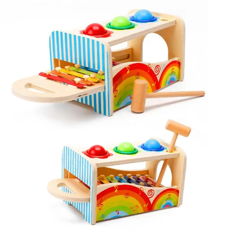Детские деревянные детские настольные музыкальные удары по мячу Обучающие