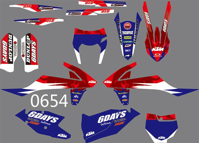 0654 3M 6 видов стилей команда графика фоны наклейки для KTM SX EXC EXCF XCW SX SXF XC XCF - Цвет: 0654