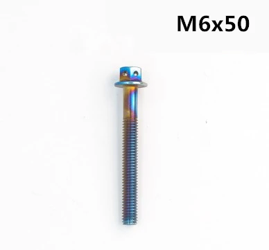 M6x50 10 шт. 6 мм Шестигранная 304 безуглеродистая нержавеющая сталь винт для мотоцикла красочные синие украшения винт с титановым покрытием - Название цвета: M6x50