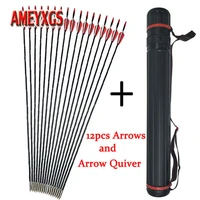 12pcs archery fiberglass arrow and adjustable arrow quiver target broadhead for hunting bow and arrow shooting accessories