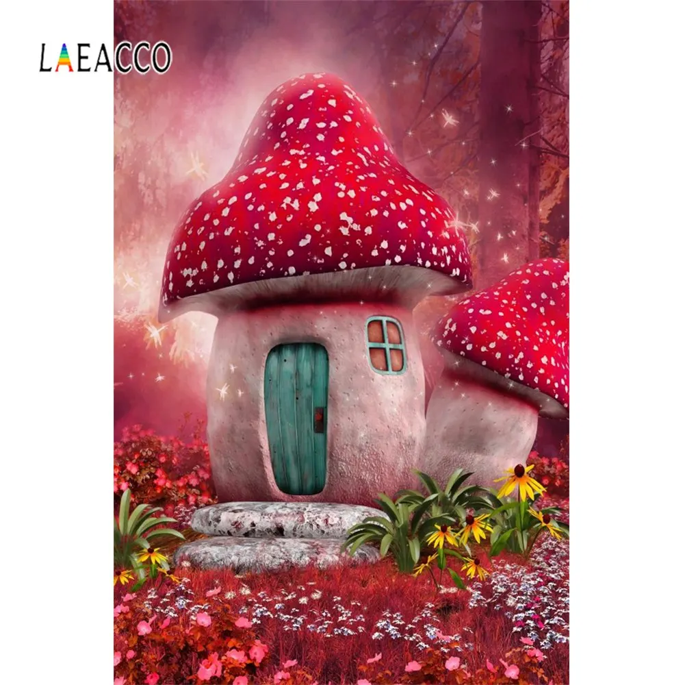 Laeacco гриб фон для фотосъемки Сказочный Дом зеленый лес Открытый пикника вечерние