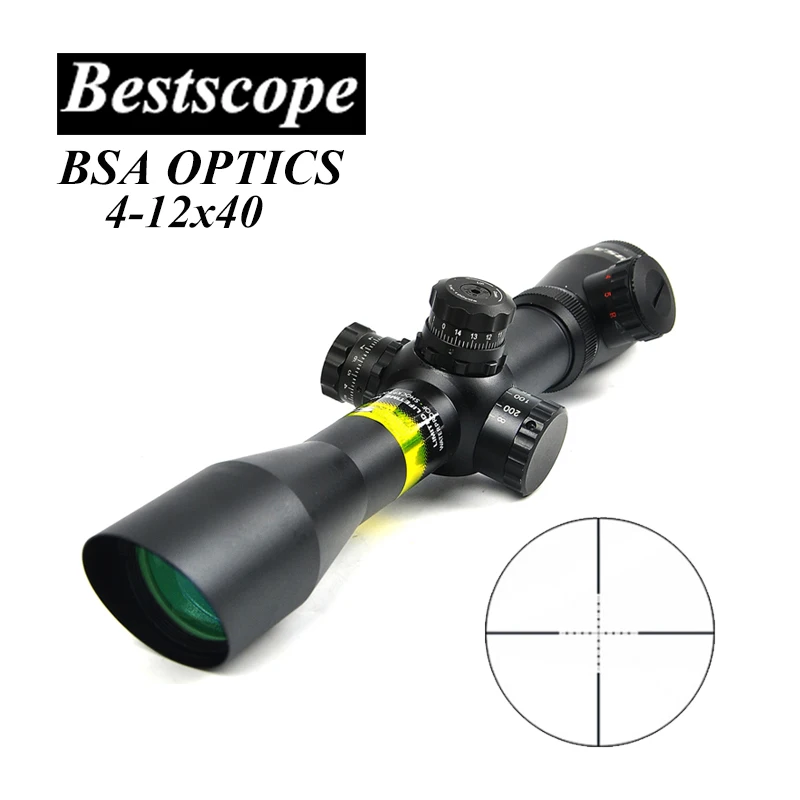 BSA оптика 4-12X40 AOE косой рот Оптика прицел красный и зеленый с подсветкой Mil-Dot прицел страйкбол охотничьи прицелы