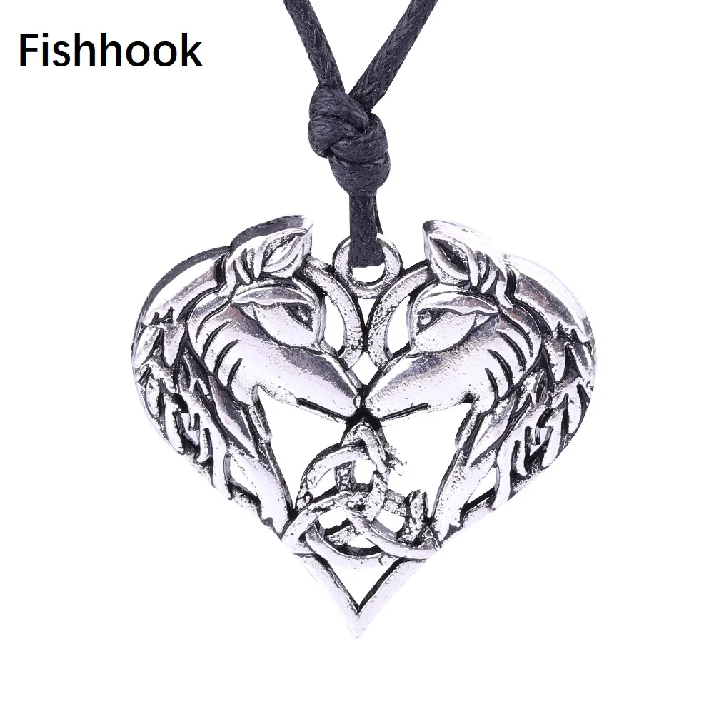 Fishhook Двойной Волчья Голова сердце животное Ирландский Узел викинга Винтаж