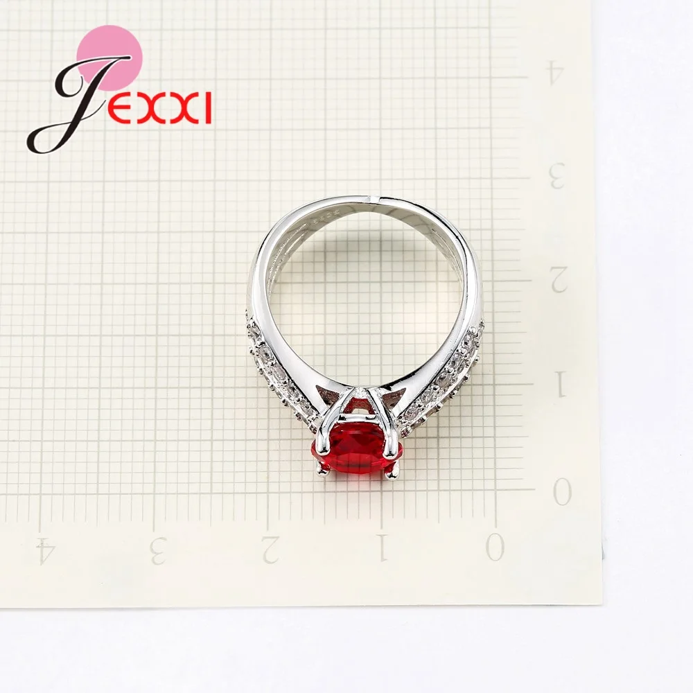 Solid 925 Sterling Silver Cross Red Crystal Rings for Women Cubic Zirconia Classic Romantic Jewelry Party Wedding | Украшения и