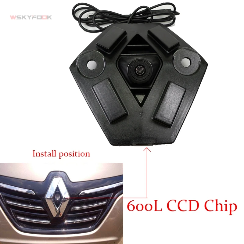 600L CCD HD Автомобильная Передняя камера с логотипом для Renault, вид спереди, положительное изображение, ночное видение, логотип, положительная камера