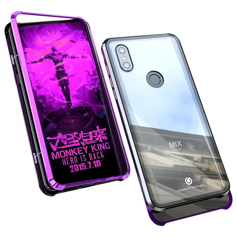 ADKO Магнитный декоративный металлический бампер стеклянный чехол для Xiaomi Mi Mix 3