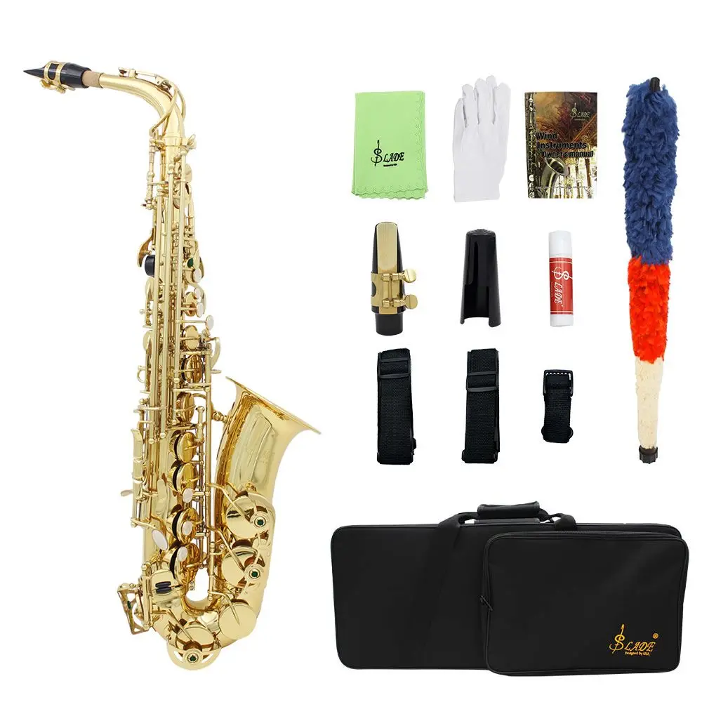 Высокое качество Франция золотой саксофон E плоский альт саксофон супер игра Музыкальные инструменты мундштук подарок с Чехол