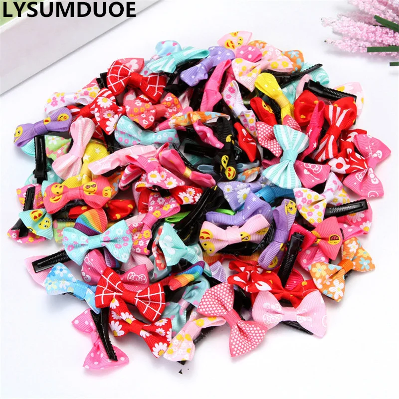 

Fashion 50Pcs/Lot Mini BB Clip Bow Ribbon Hairpin Children Hair Clips Flower Boutique Cute Barrette Kawaii Girl Hair Accessories