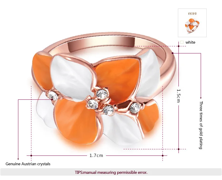 ROXI Free Shipping Elegant Statement Rose Gold Plated Colorful Flower Jewelry Sets Fashion Earrings+Necklace+Ring Party Wedding | Украшения